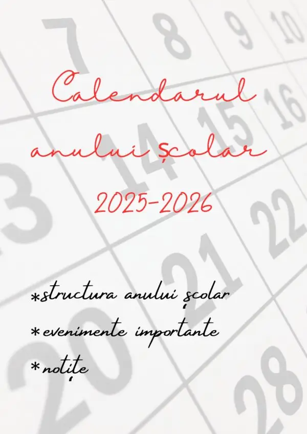 Calendar An Școlar 2025–2026 (PDF Digital Imprimabil)
