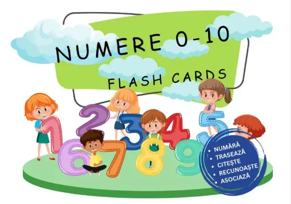 Flashcarduri Educative Numere 0–10 (PDF Printabil) – Învățare Distractivă pentru Copii 3–6 Ani | Trasează, Recunoaște, Numără