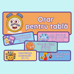 🗓 Orar pentru Tablă – Discipline Școlare Clasa Pregătitoare, I și a II-a (PDF Printabil)