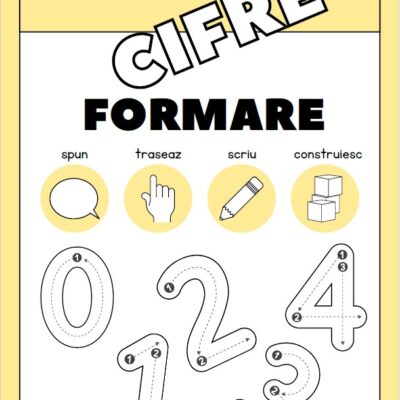 🔢 Cifre – Formare Completă prin Trasare, Construire, Rostire și Scriere (PDF Imprimabil, 20 pagini)