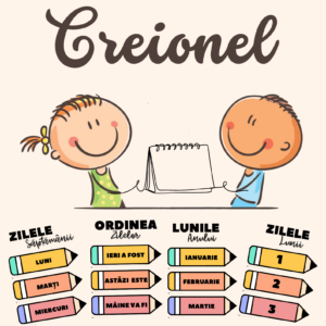 Calendarul Creionel – Zilele Săptămânii, Lunile Anului și Zilele Lunii (PDF Imprimabil pentru copii)