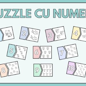 Puzzle cu Numere 1–10 – Asociază cifra cu cantitatea (PDF Imprimabil pentru copii)